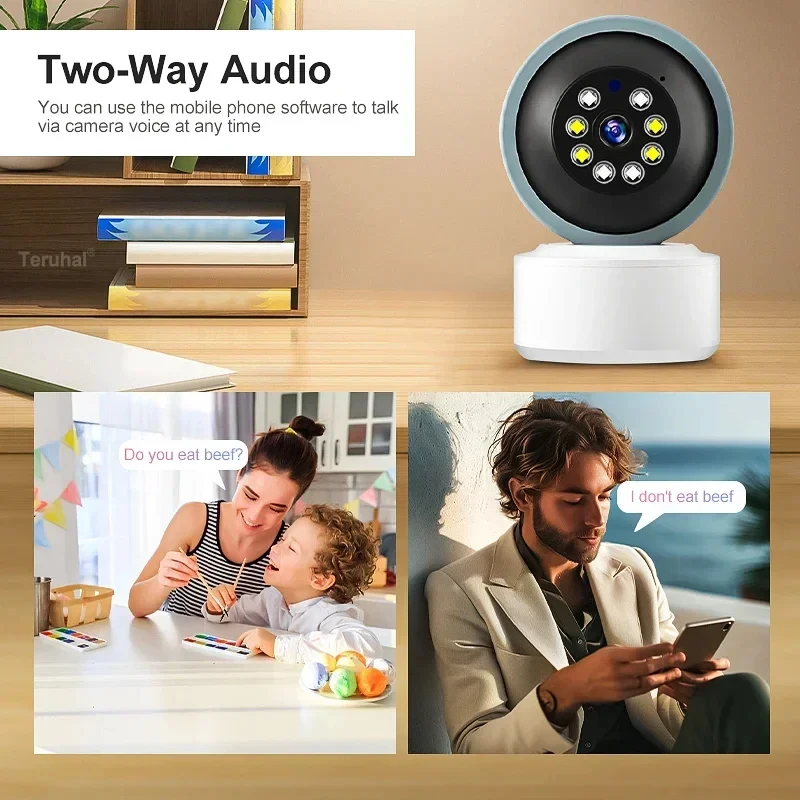 2026 Smart Camera 2K Security Protection Wifi Surveillance 2.4GHz Indoor Baby Night Vision 360° Pan & Tilt 2-Way Audio TERUHAL