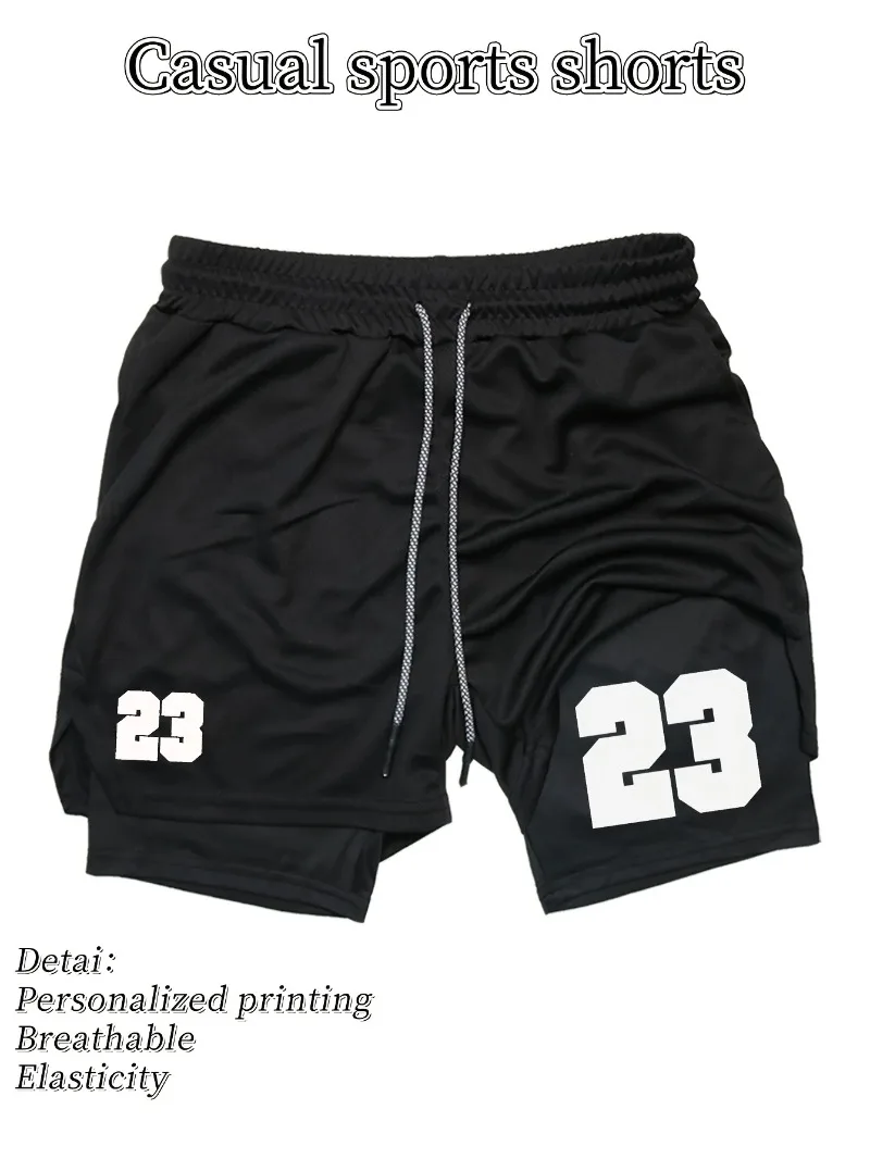 

Men's Summer Quick-Dry Breathable Athletic Shorts High Elasticity Gym Running Training Summer Shorts with Double-Layer Design
