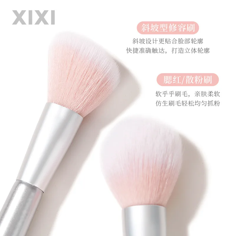 Dual-Headed Portable Makeup Brush Double-ended Flat/Angle Top Contour Brush for Beauty Blending Liquid Powder Concealer Cream