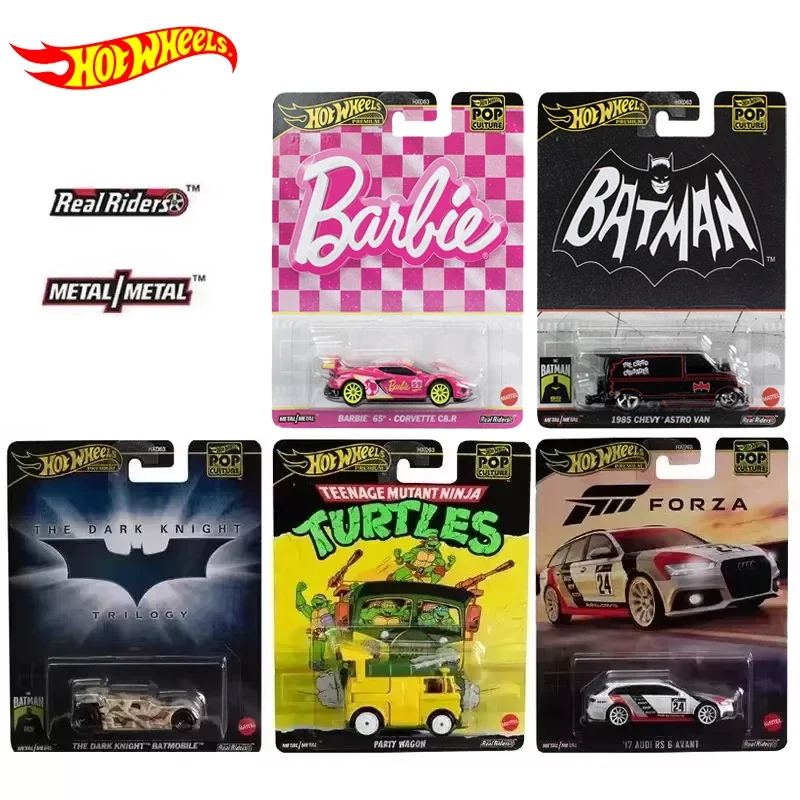 Original Hot Wheels Premium Car Pop Culture Boys Toys 1/64 Diecast Chevy Astro Van Party Wagon Audi RS Corvette Knight Batmobile