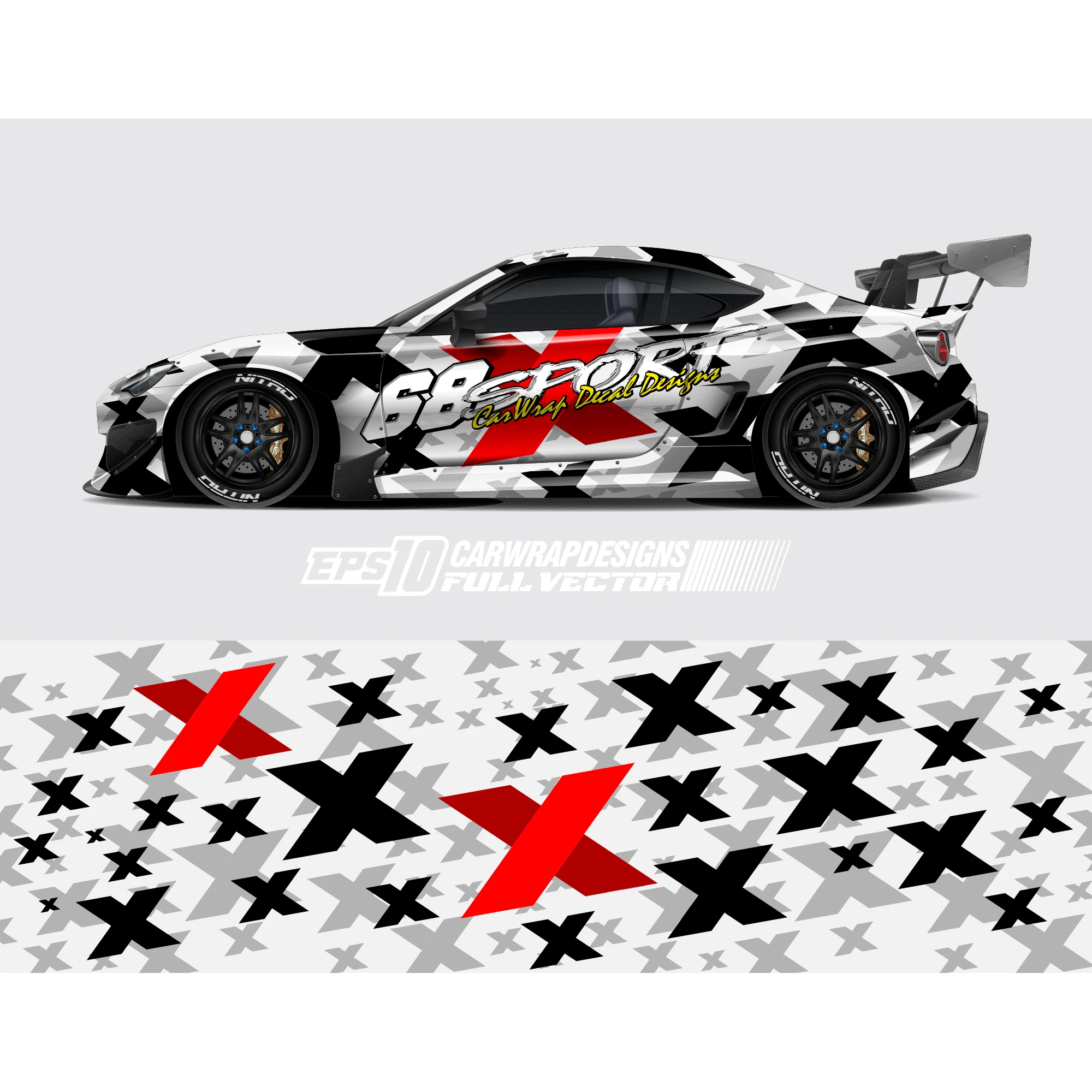 Colorful Car Sticker Full Wrap Sticker Car Decal Decorative Cut Body Racing Graphic Decal Vinyl Wrap Modern Design Height 58cm