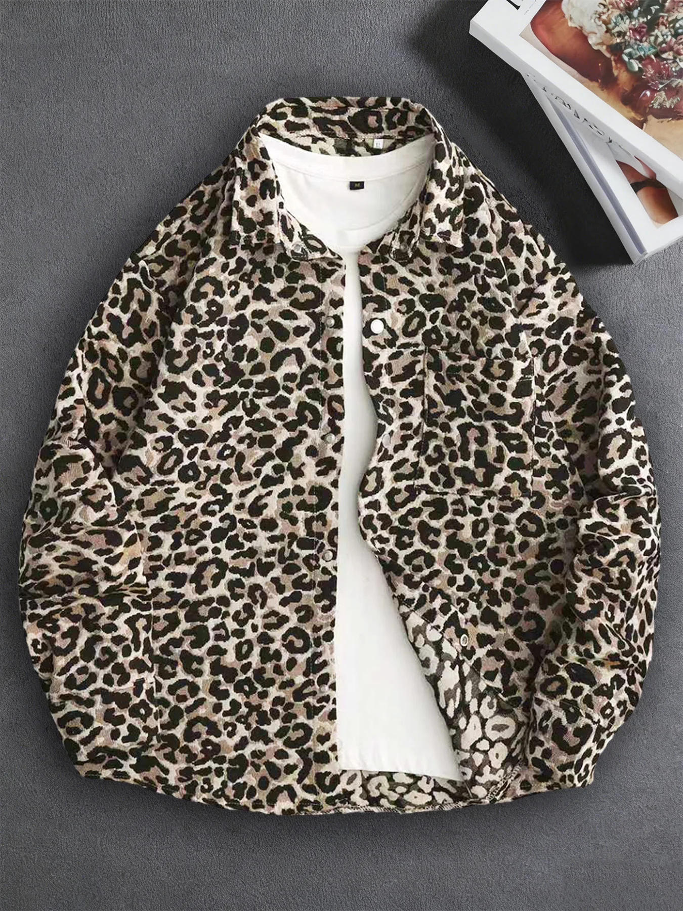 

Vintage Leopard Jacquard Men's Long Sleeve Jacket, Stylish and Edgy, Spring and Autumn, Hong Kong Style, Trendy and Versatile