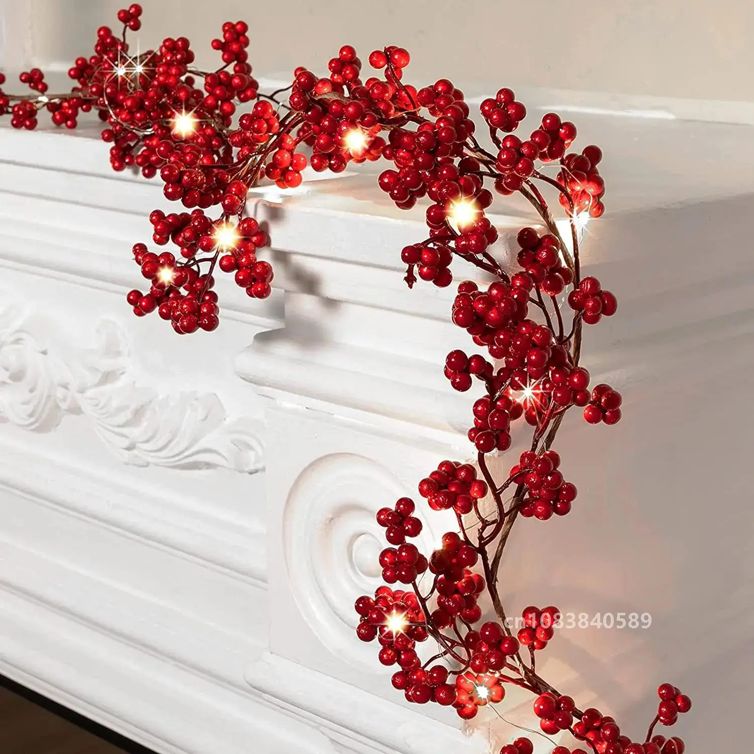 5.9ft/180cm Red Berry Christmas Garland Optional lighting Gold Silver Berry Artificial Garland Christmas Decoration for New Year