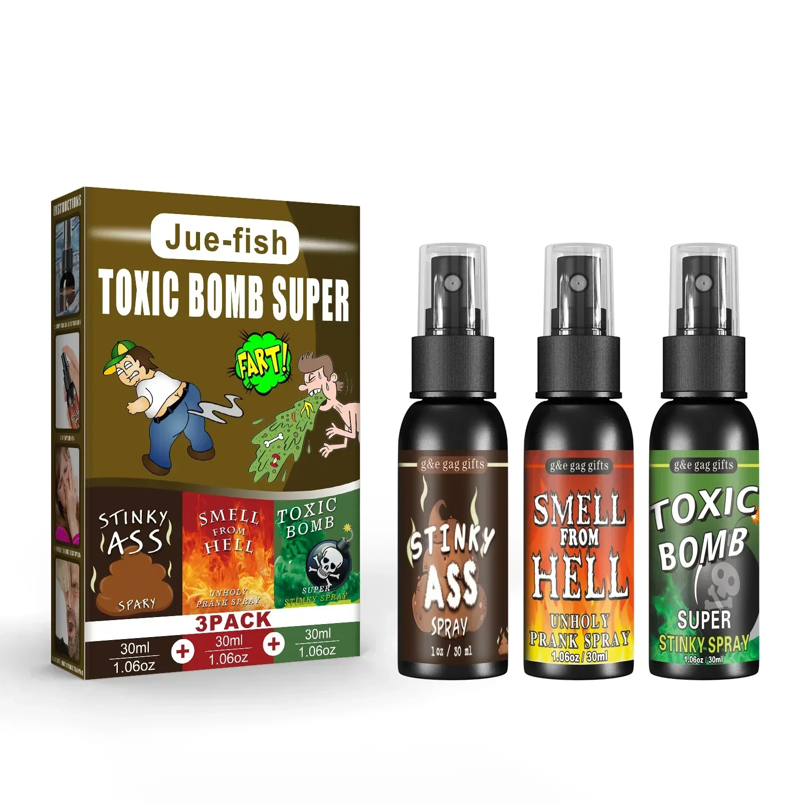 1/3 Stuks 30Ml Super Scheet Sparary Gag Prank Poep Geur Vloeibare Spuitfles Stinkbom Stinkende Rekwisieten April Fools 'Dagfeest Grappig Speelgoed