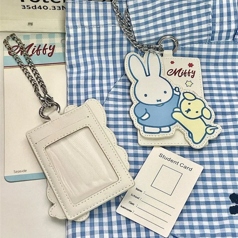 

Kawaii Miffy PU Leather ID Card Holder 3-Inch Small Card Polaroid Photo Storage Protection Bag Cute Pendant Surprise Gifts