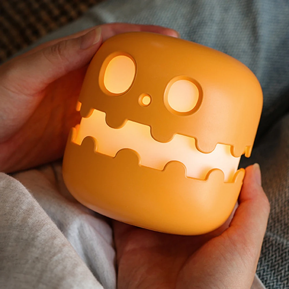 Lámpara de mesa de calabaza de Halloween, luz LED nocturna con carga USB, lámpara de noche para dormitorio y sala de estar