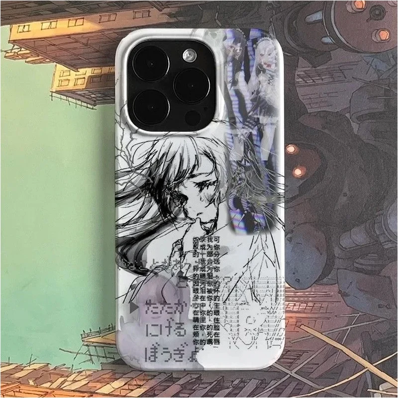 Y2K Collage Anime Fault Girl Art Trend Cartoon Creative Phone Case For iPhone 16 15 14 13 12 11 Pro 