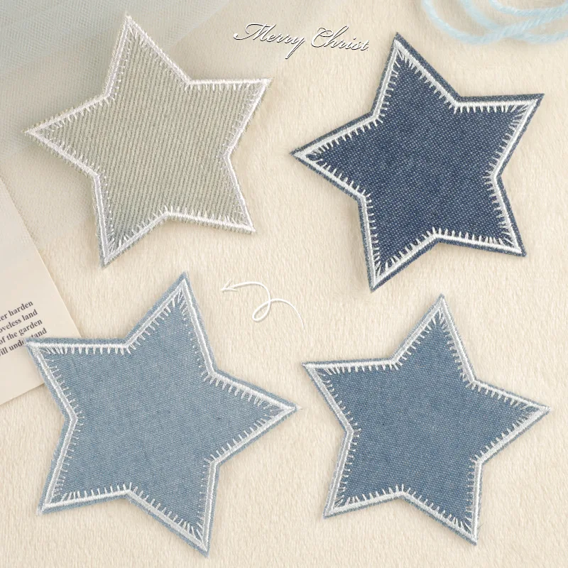 

Denim Five Star Iron-On Embroidered Badge Patches for DIY Hole T-shirt Backpack Clothing Jeans Appliques Sticker