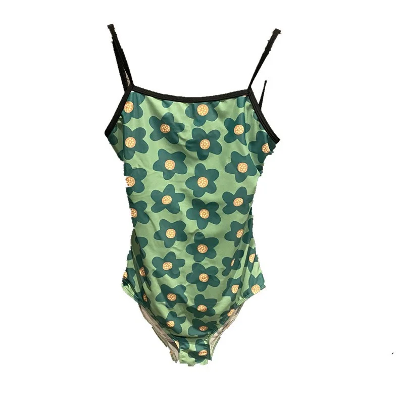 2023 ins wind floral one-piece swimsuit women Japanese and Korean girls retro backless sexy hot spring swimsuit women