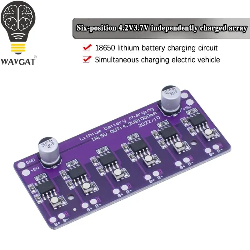 6-bit 4.2V3.7V independent charging array 18650 lithium battery charging circuit simultaneously charges the electric vehicle