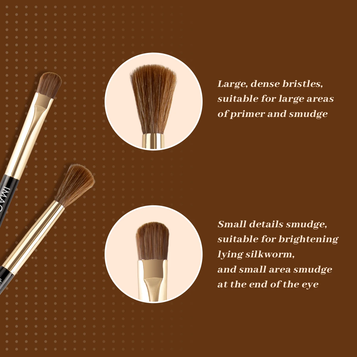 IMAGIC Professional Cosmetic Eyeshadow Brush Eye Detail Soft Hair Brush Double Head Eye Makeup Tool