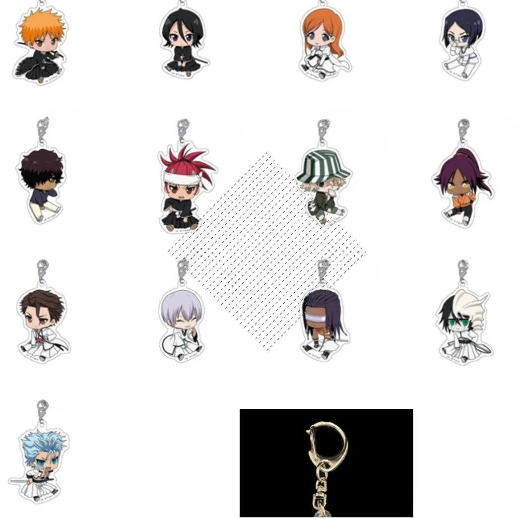 Game Toushiro Hitsugaya Ichigo Kurosaki Kisuke Urahara Byakuya Kuchiki Keychain Doll Anime Acrylic Keyring Pendant for Gift