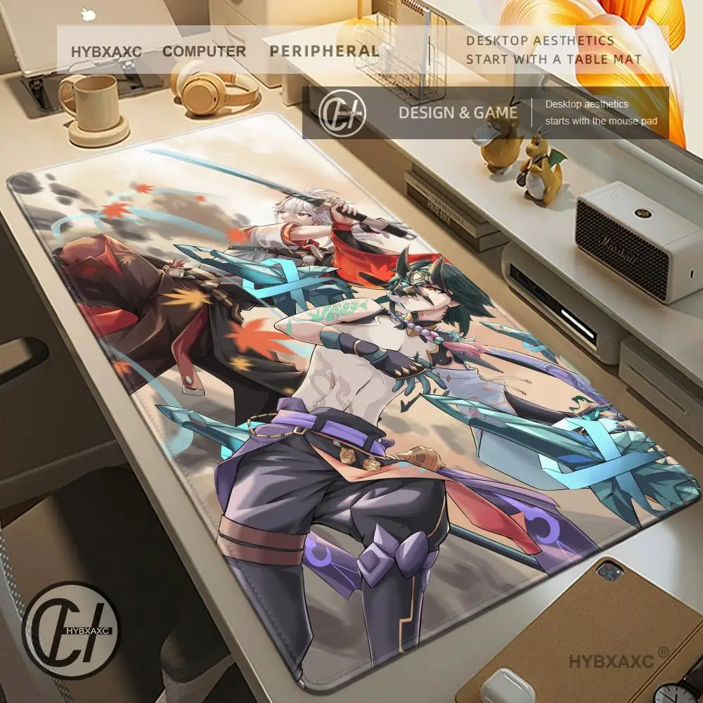 

Genshin Impact Коврик для мыши Большой ПК Геймерский шкаф Клавиатура Настольные коврики Аниме Сяо Настольный коврик Аксессуары для компьютерных игр Коврик для мыши Xxl