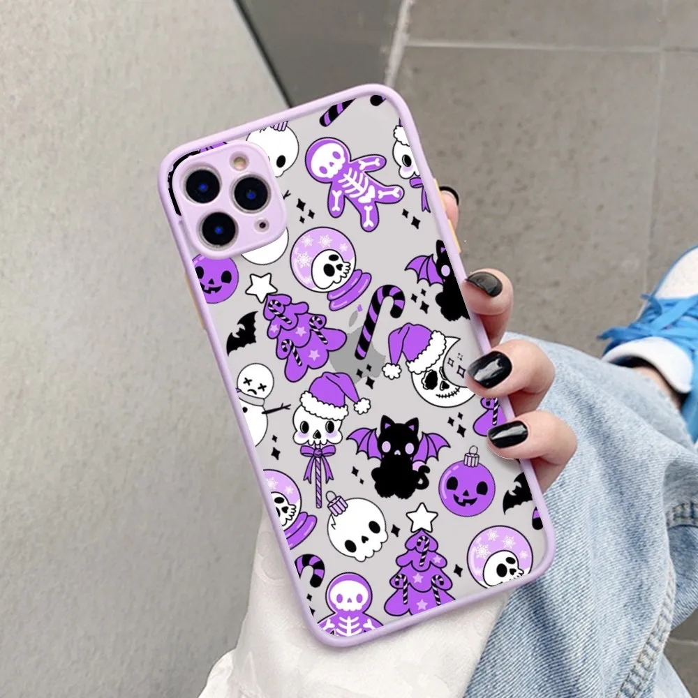 Halloween Phone Case for iPhone 14 11 12 13 Mini Pro Max 8 7 Plus X XR XS MAX Translucent Matte Cover