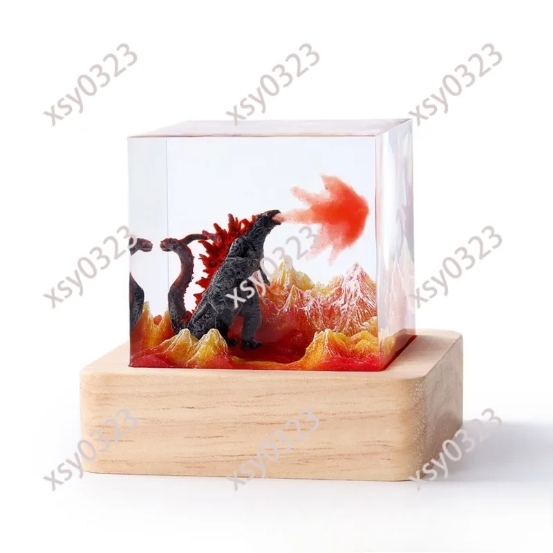 Creative Cube Resin Night Light Modern Home Office Study Decor Craft