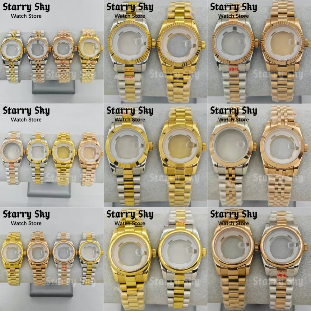 

Корпуса для часов Starry Sky 31 мм с сапфировым стеклом, золотые/розово-золотые, с ремешками, подходят для механизма NH05, аксессуары для часов