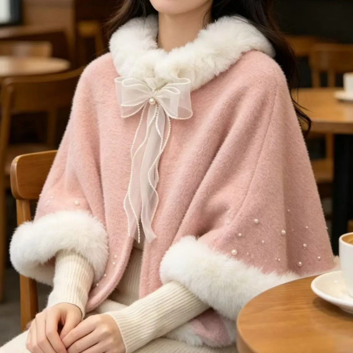 Dainty Fashion Bride's Shawl Xiuhe Clothing Cloak Big Fur Collar Wine Red Cloak Wedding Cheongsam Toast Dress Coat Winter Trendy