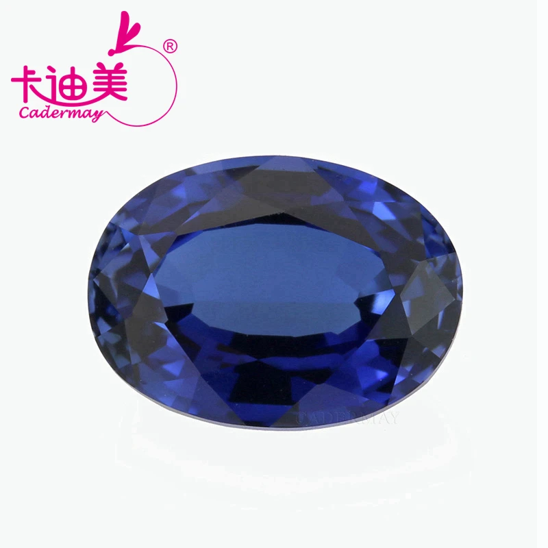 

CADERMAY Oval Shape Lab Grown Royal Sapphire Loose Stone GRC Beads For Fine Jewelry Making DIY