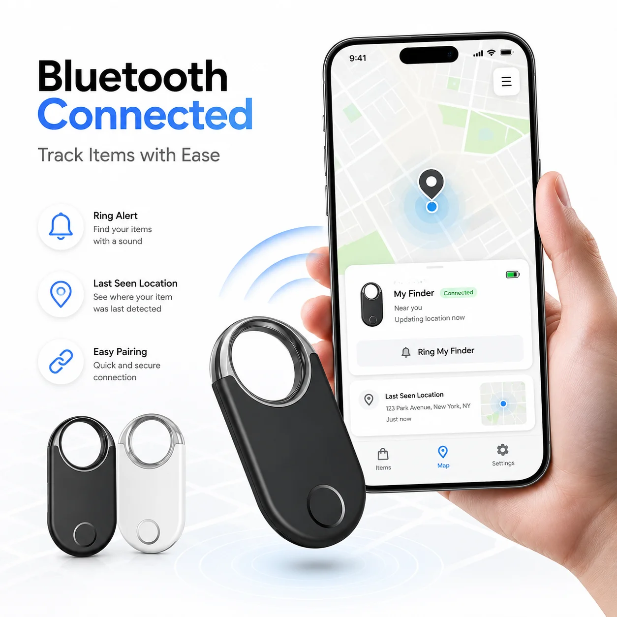 Portable Smart Anti Loss Tracker Keychain Bluetooth Item Locator for Google Find My Device Wallet Backpack Luggage Travel Use