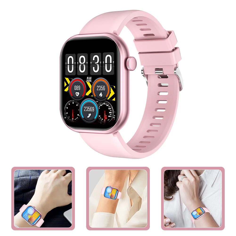 Large Screen Smartwatch Fitness Tracker Black Silicone Band Heart Rate Monitor Outdoor Sport Watch Real Time Steps Counter