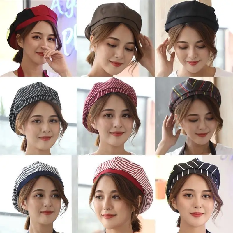 Chef Hats Waiter Beret Restaurant Hotel Cafe Bar Workwear Kitchen  Cook Baking Cooking Cap Breathable Work Hat Men and Women