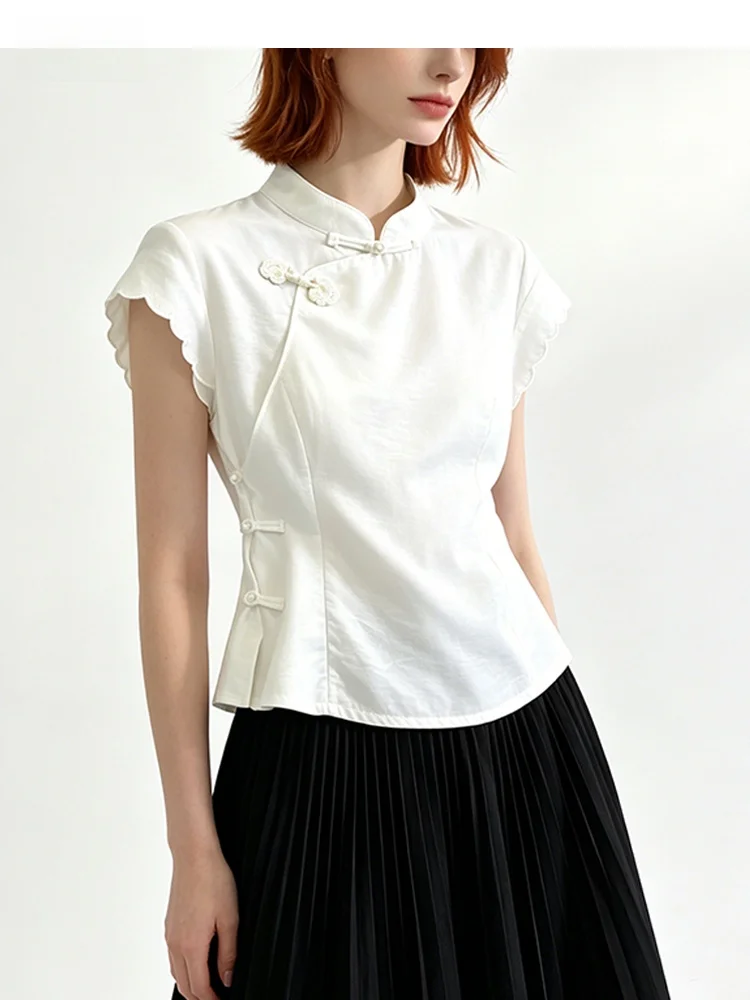 

Cara CLUB plus Size Chinese Style Short Sleeve Shirt Women Summer New Style Versatile Slimming Top Casual Fit A-Line Sleeve