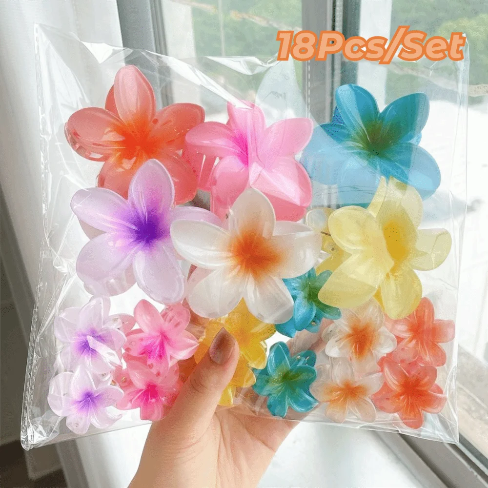 

18 шт., заколки для волос с милым градиентом и цветком яйца, акриловые заколки, аксессуары для волос с цветами, головные уборы, летние