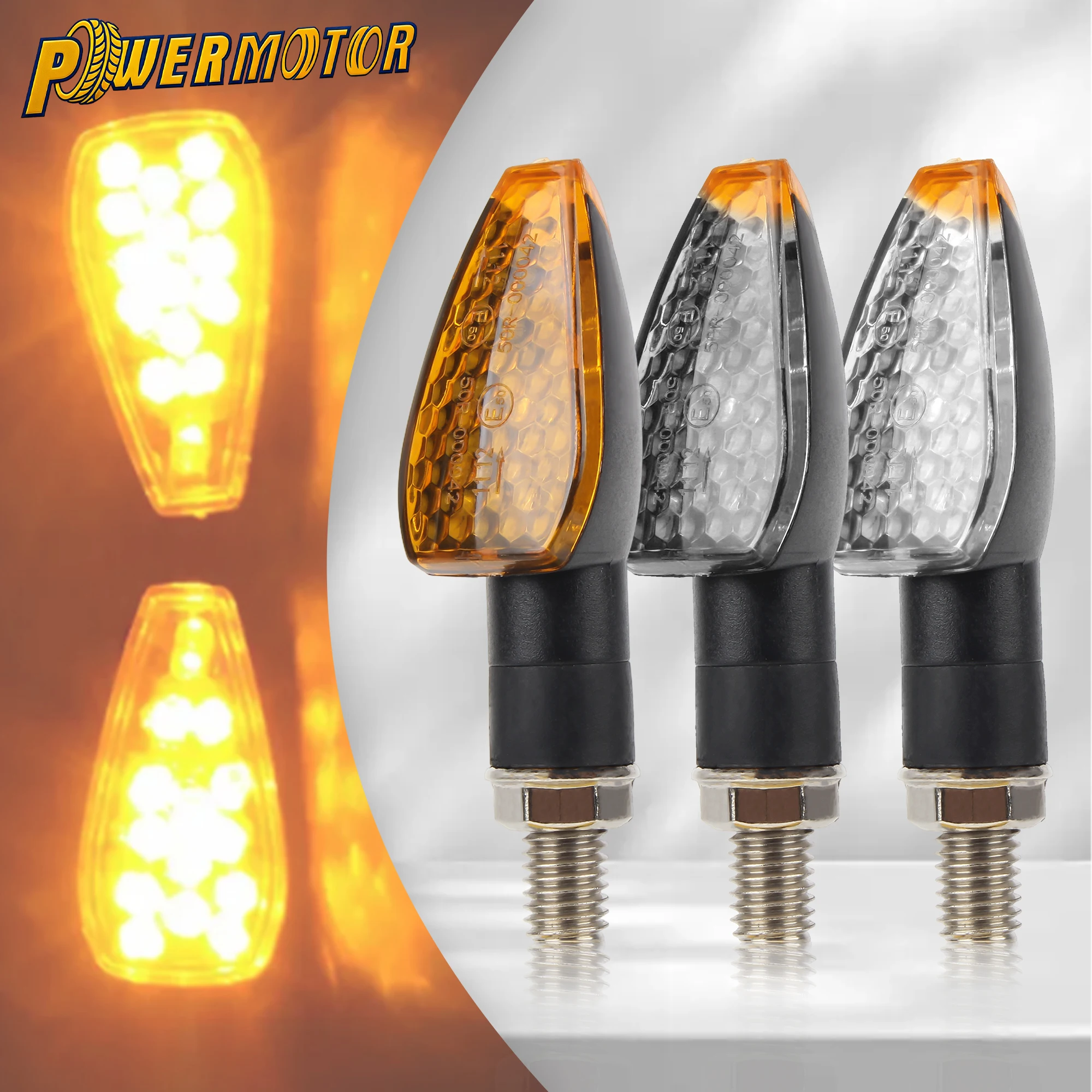 

Universal Motorcycle LED Turn Signal Light Amber Signal Lamp 14 LEDs Blinker Fishscale Style Flashers Motorbike Accessories