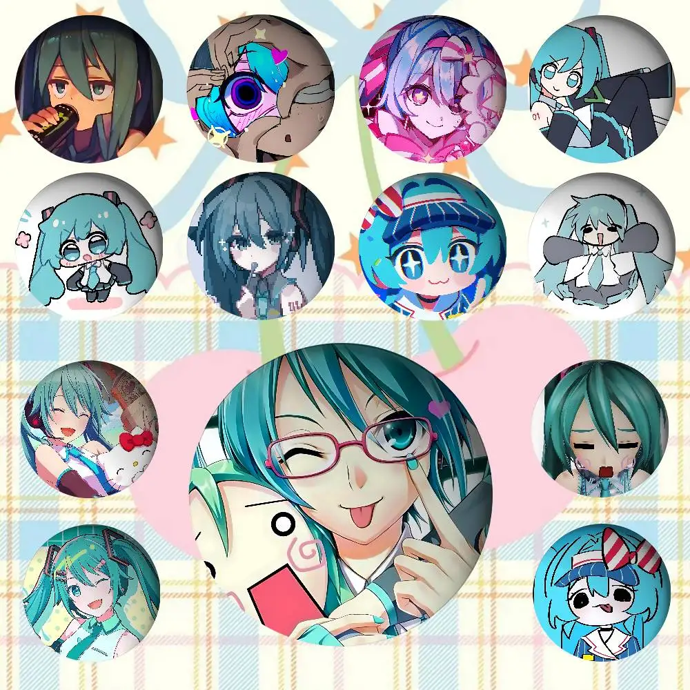 Cute H-hatsune-M-mikuS Kawaii Badges Creative Tinplate Button PinsBrooch Creative Quotes Badge Clothes Backpack Jewelry Gift