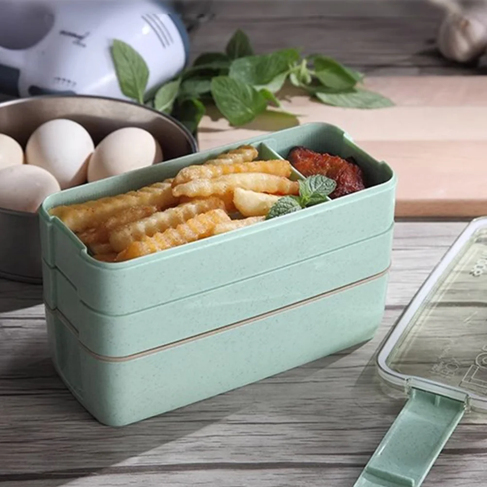 

High Capacity Lunch Boxes for Adults Green Color Large Size Stackable Compartments Airtight Lid Work Picnic Salad