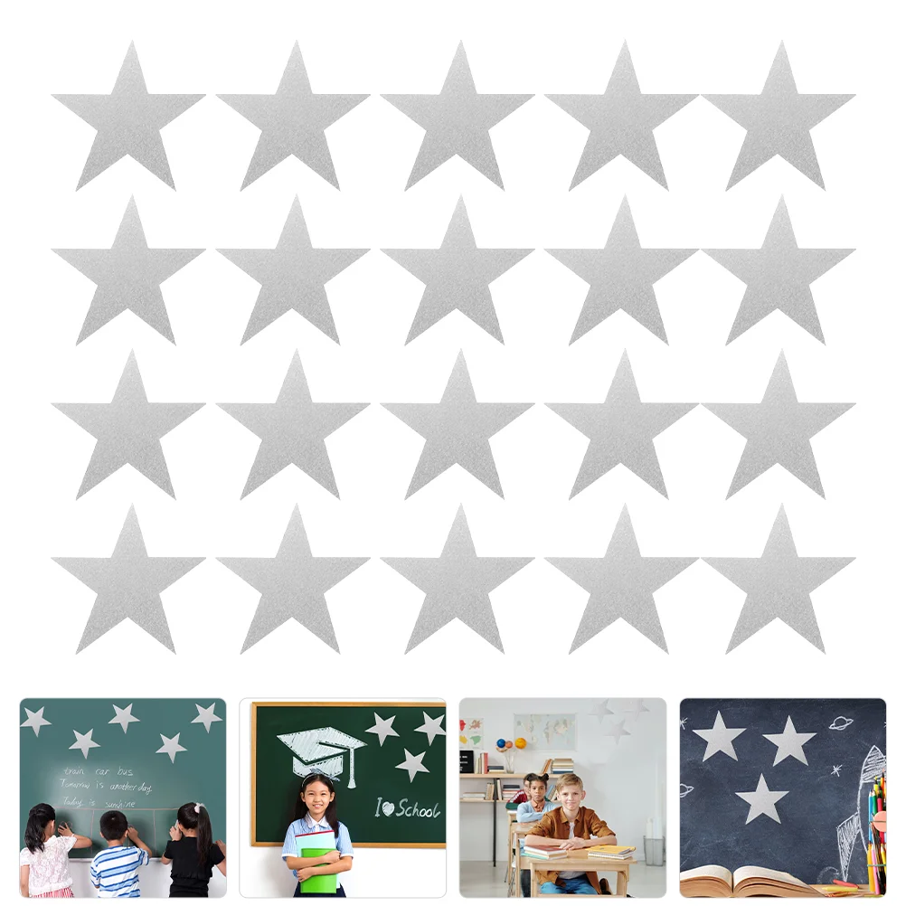 30 Pcs Delicate Cutouts Five-pointed Star Hand Paper-cut Silver Wallpaper Child White