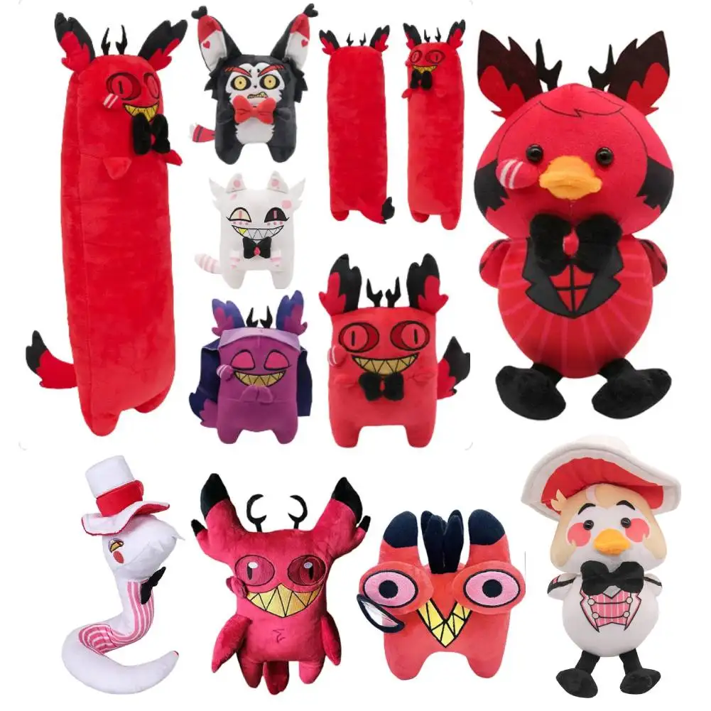 Husk 20/50Cm Alastor Kat Cosplay Paars Pluche Pluchen Cartoon Hotel Rekwisieten Xmas Verjaardagscadeaus Mascotte Kostuum Halloween Decor