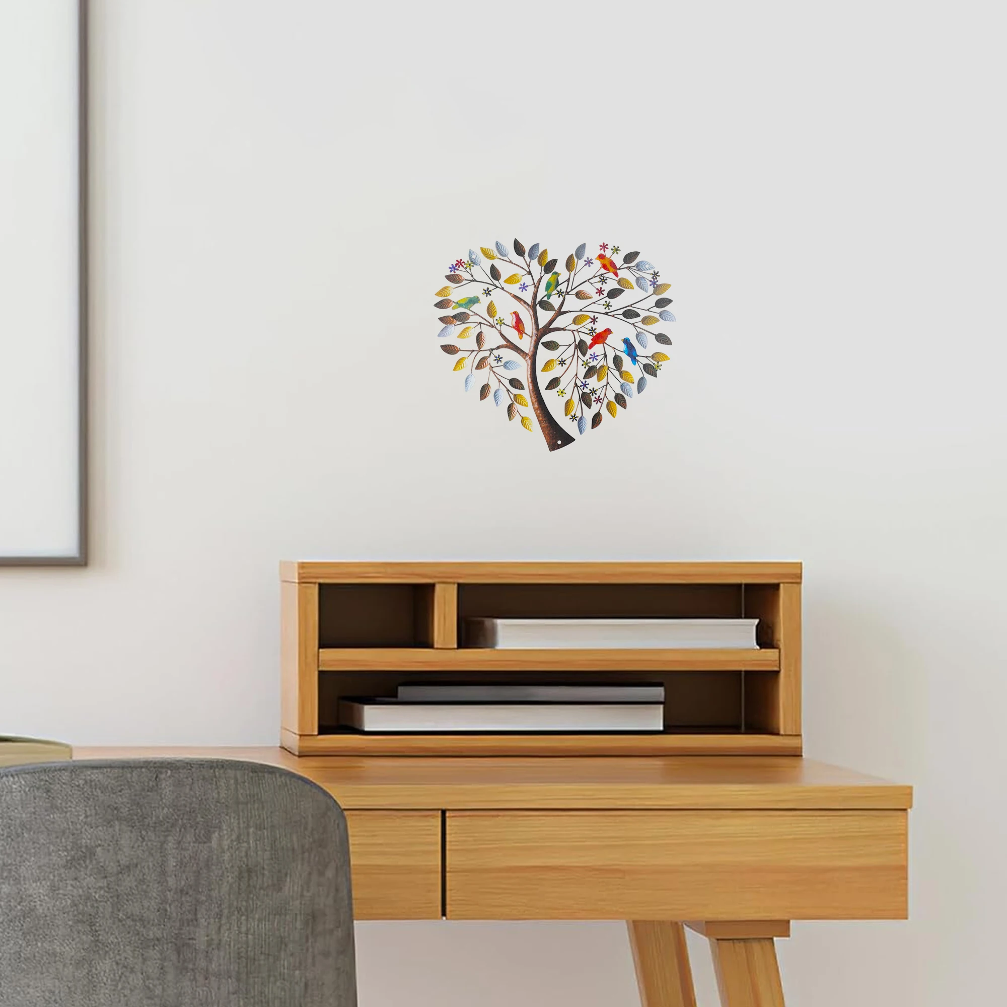 Vintage Metal Heart-shaped Tree of Life Birds Wall Art Hanging Decor Iron Sculpture Garden Living Room Home Party Decoration