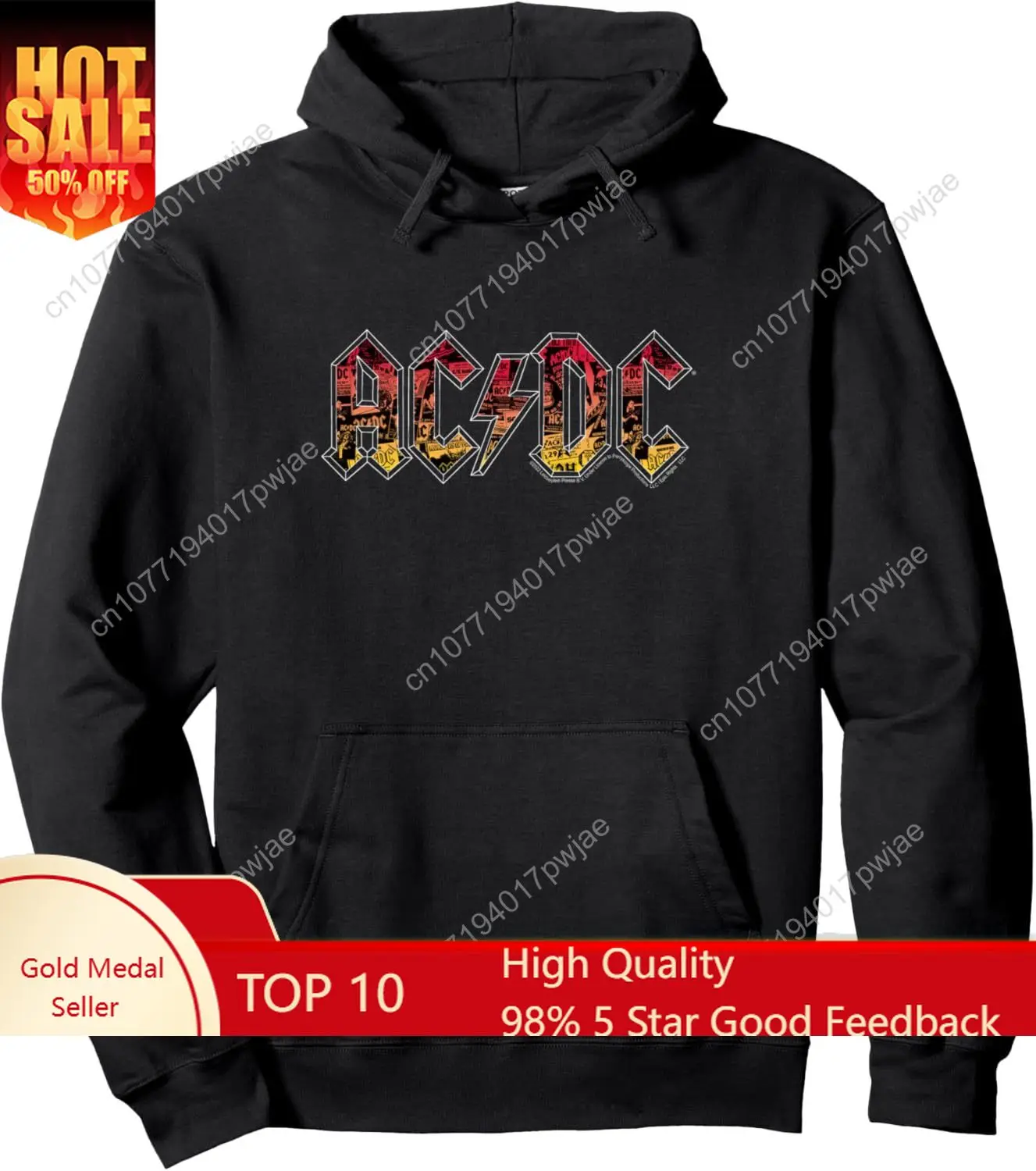 ACDC - سترة بغطاء للرأس متدرجة