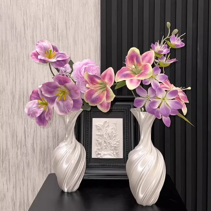Twisted Retro 3D Printing Art Vase - New Decorative Flower Arrangement Ornament Light Luxury Design