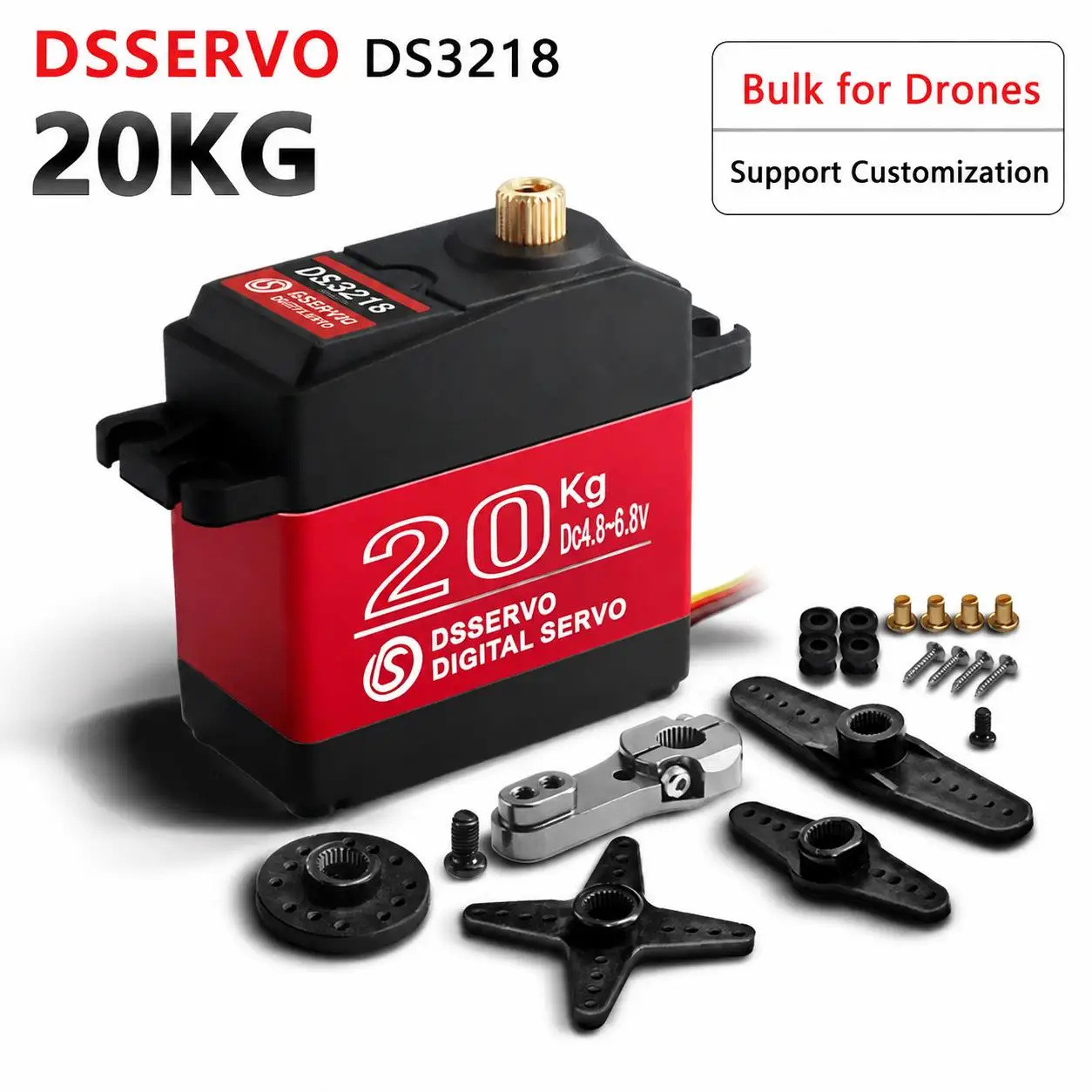 DS3218MG 20KG Digital Servo Waterproof High Torque Full Metal Gear 180/270° for 1/8 1/10 RC Crawler Robot Arm DIY with 25T Servo