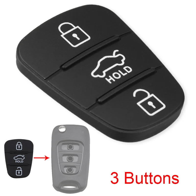 3 Buttons Remote Car Key Shell Fob Rubber Pad for Hyu-ndai Solaris Accent Tuc-son l10 l20 l30  IX35 K-ia K2 K5 Rio Car Key Case