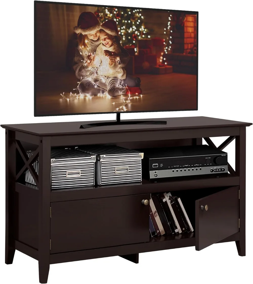 TV Stand for TVs Up to 48 inch, Media Entertainment Center Table, TV Cabinet Table with Storage Open Shelf & 2 Doors