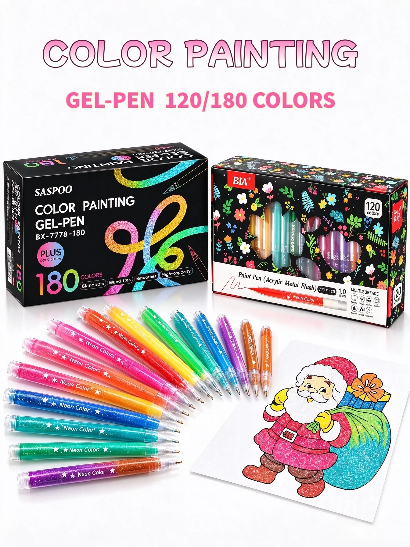 120/180 Colors Flash Effect Journal Pen Set Glitter Gel Pens for Diary Scrapbooking Drawing Art School Stationery Supplies