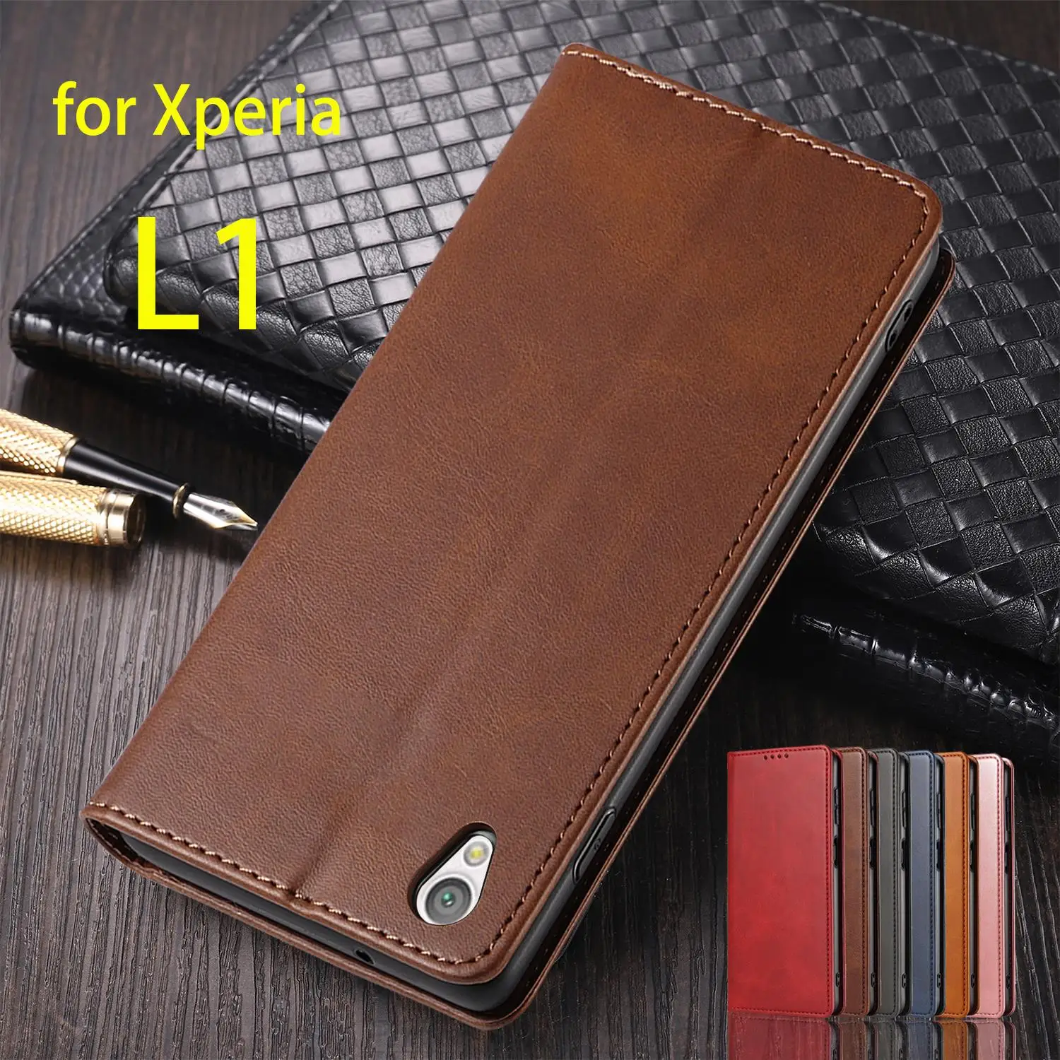 

Leather Case for Sony Xperia L1 Flip Case Card Holder Holster Magnetic Attraction Cover for Sony L1 Wallet Case Fundas Coque