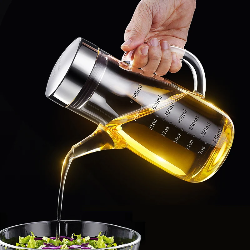 Luxury High Borosilicate Glass Oil Kettle Original Design Oiler LFGB Certificate 800ml Oilcan for Kitchen Seasoning Container