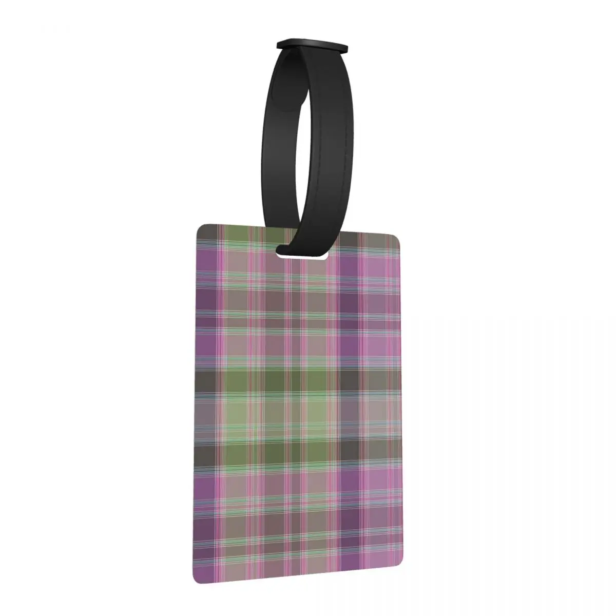 

Green And Lilac Tartan Plaid Luggage Tags Suitcase Accessories Travel Fashion Baggage Boarding Tag Label Holder ID Name Address