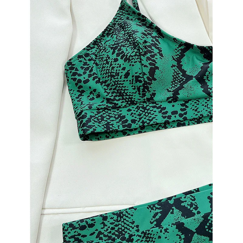 Conjunto sexy de biquíni serpentino feminino, maiô bandeau, roupa de banho feminina, duas peças biquíni de cintura alta, banhista, fato de banho de piscina, novo, 2022