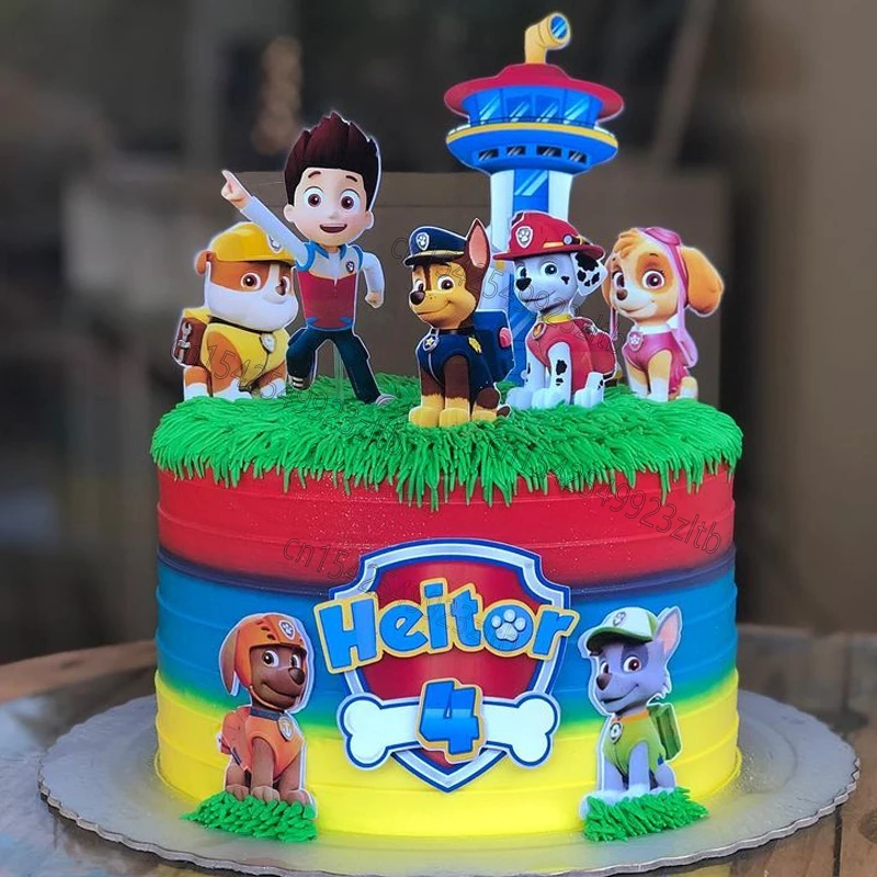 Paw Patrol Cartoon Baking Cake Decoração Set para Crianças, Suprimentos Plug-in, Copo, Cartão, Inserções de Festa de Aniversário, Crianças