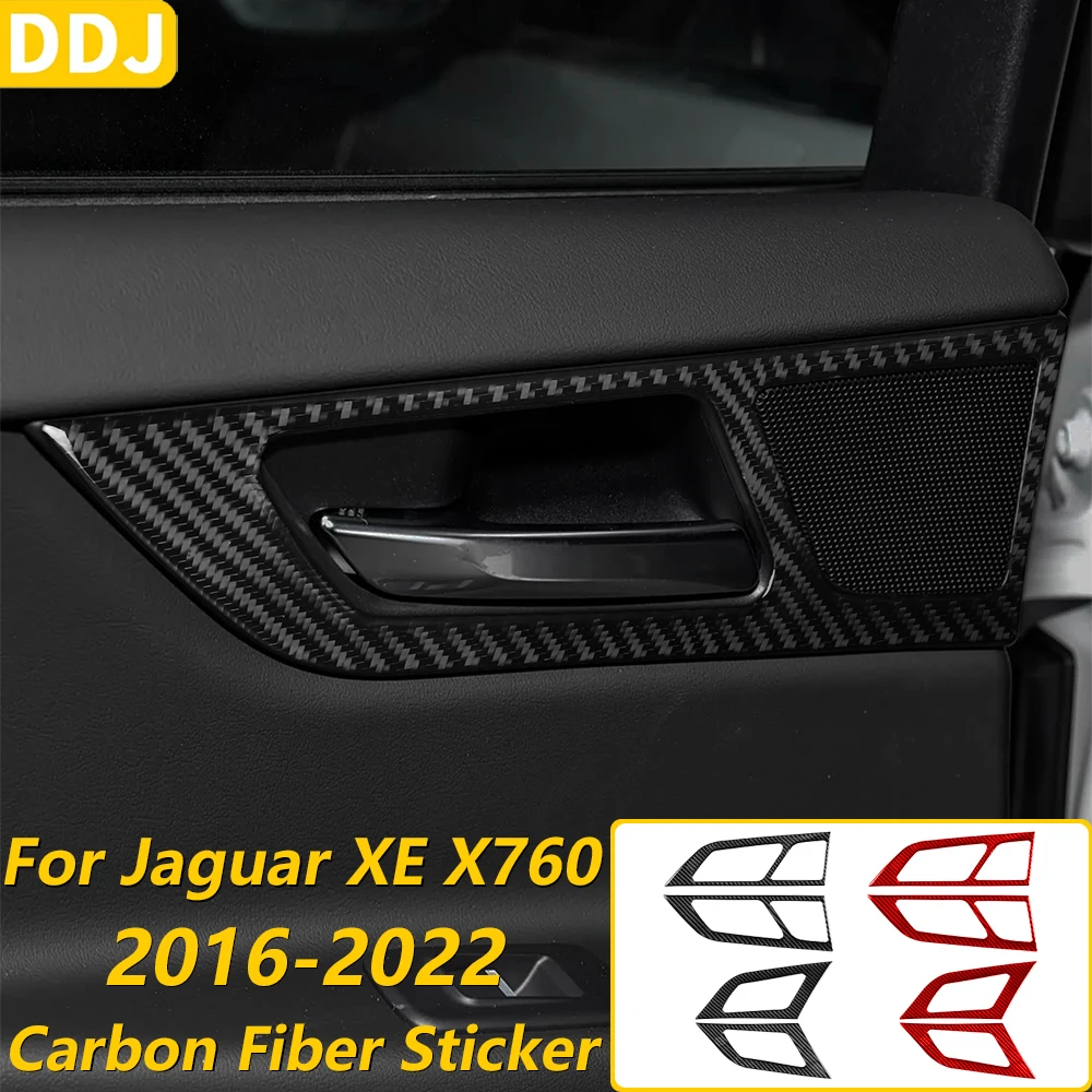 

For Jaguar XE X760 2016-2019 Carbon Fiber Inner Door Handle Switch Frame Panel Cover Trim Car Accessories Decoration Sticker