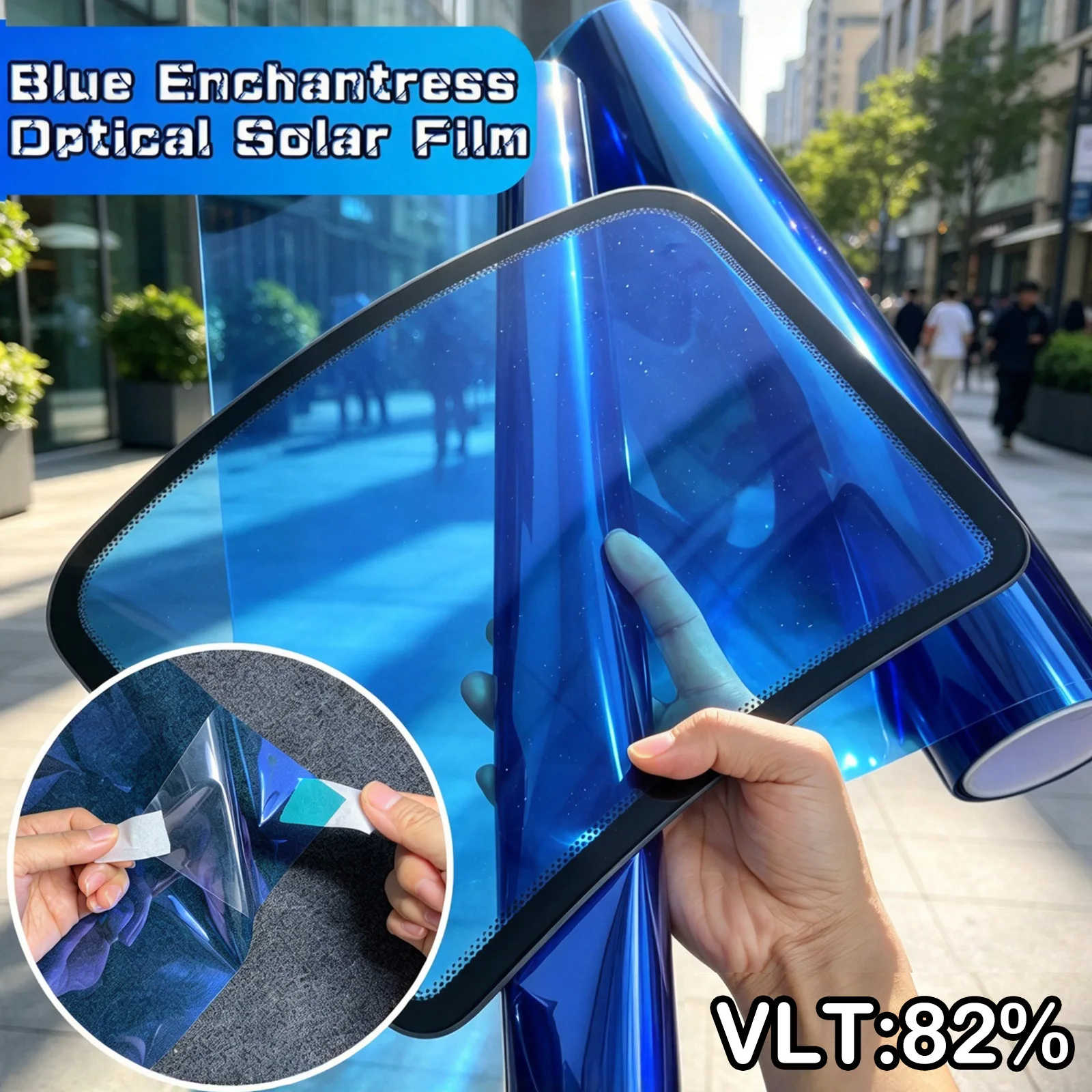 50CM Colorful Blue 82% Car Window Film Color-Changing Window Film Heat-Insulating UV-Blocking Scratch-Resistant PET Film