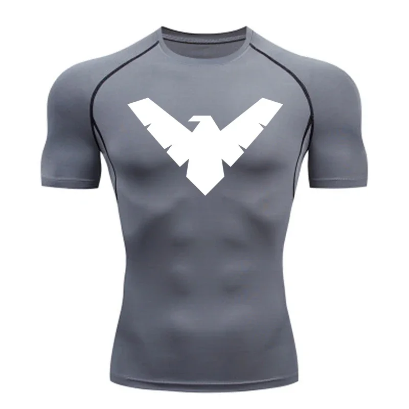 Summer Short Sleeve Compression Shirt Men Sports Top Running T Shirt Quick Dry Gym Workout Clothing Sun Protection Long Sleeve image 3
