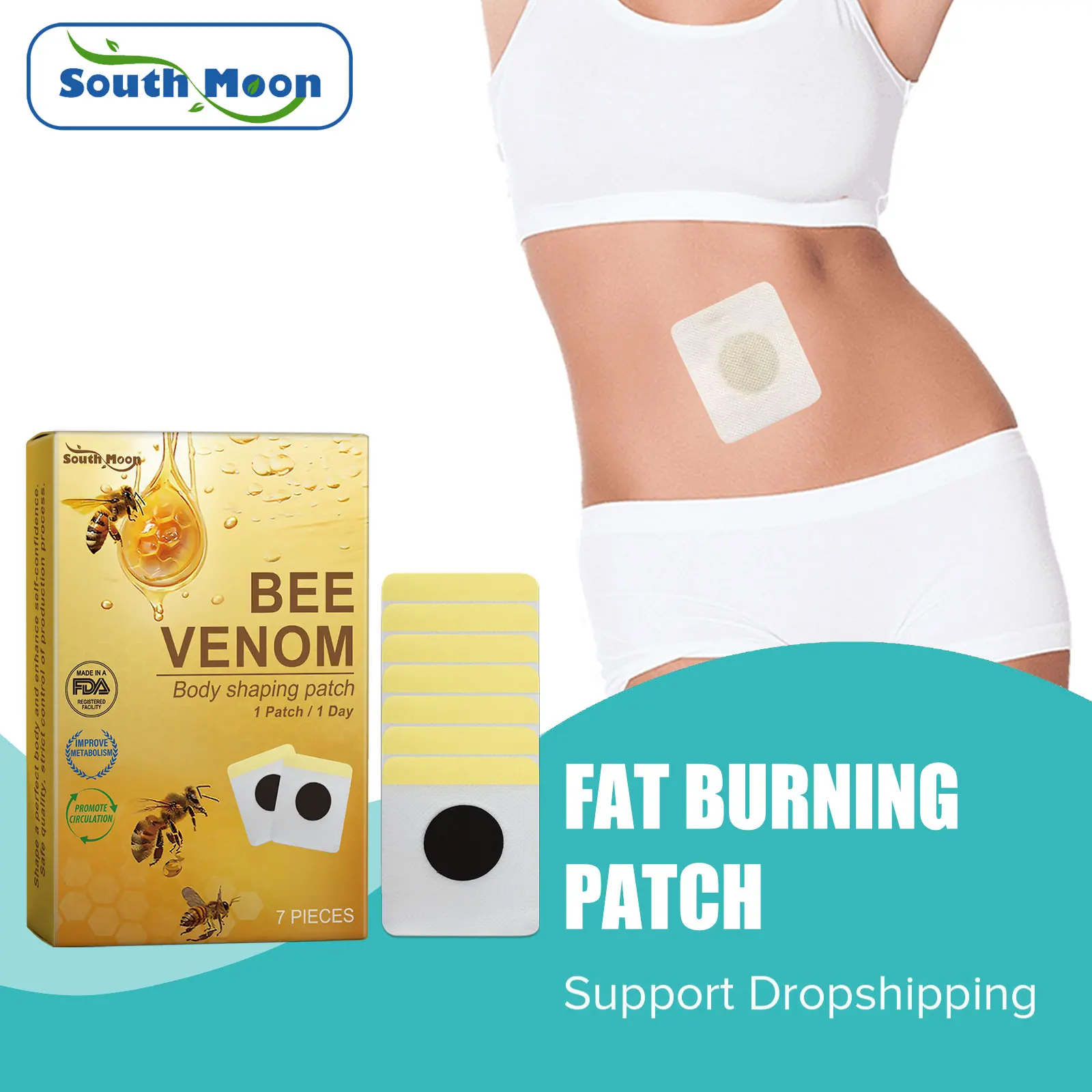 

Belly Slimming Plaster Cellulite Fat Burner Waist Weight Losing Body Shaping Eliminate Swelling Bee Venom Lymphatic Care Patch