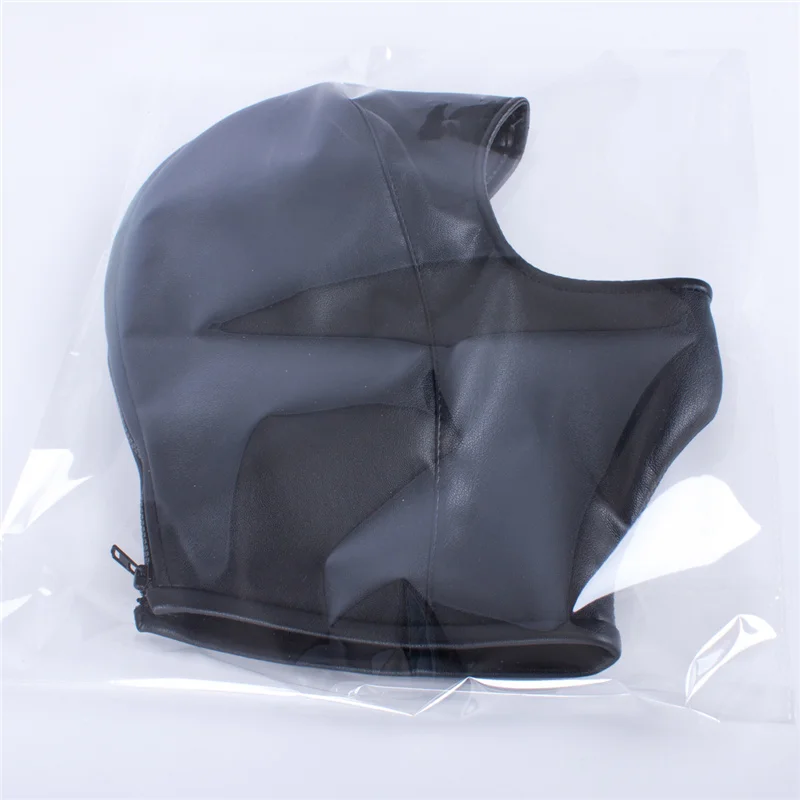 PU Leather Open Face Mask Hood BDSM Head Harness Mask Cosplay Party SM Bondage Headgear Slave Cosplay Couple Flirting Sex Toys