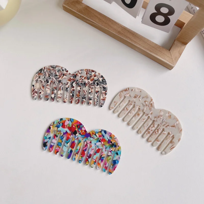 New hot selling acetic acid plate hair comb anti-static hair comb wide teeth portable comb marble hairdressing